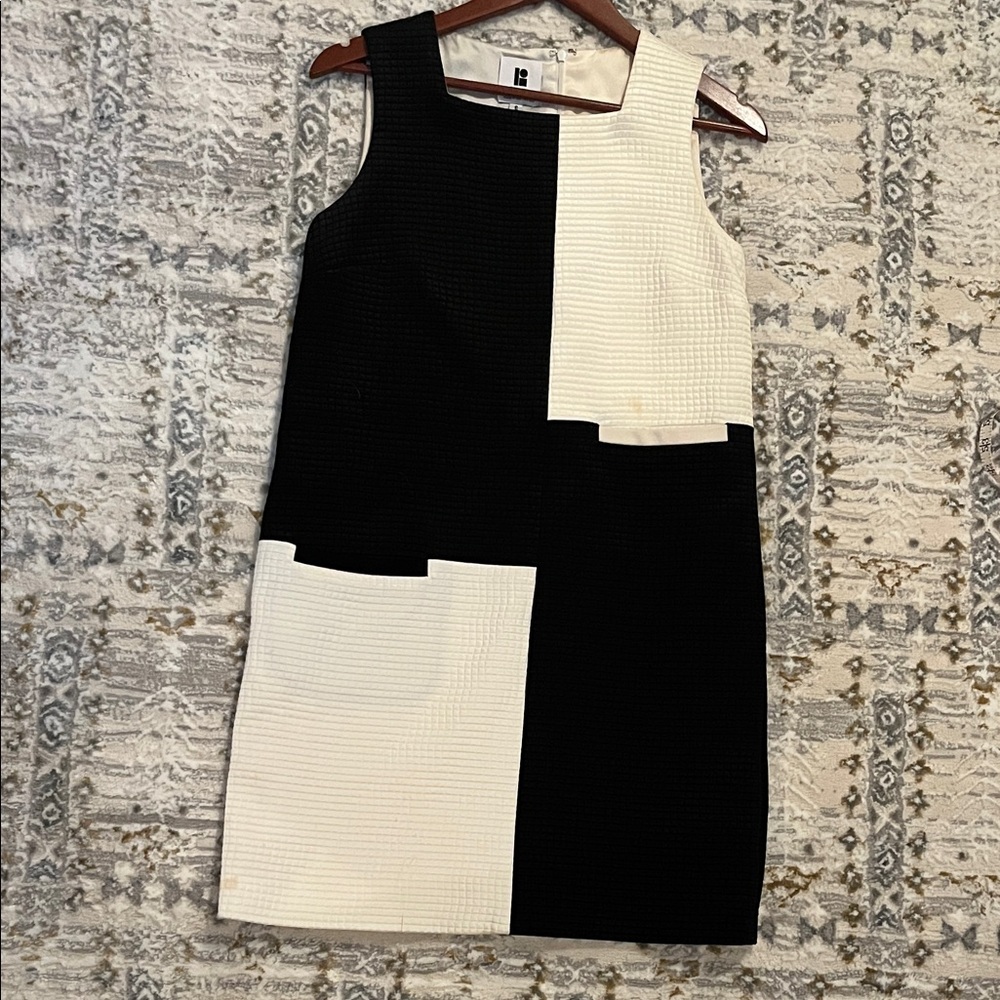 Lisa Perry Black and White Color Block Mini Dress